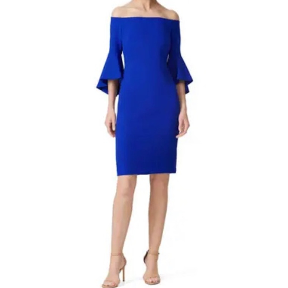 Chelsea28 off the shoulder bell sleeve dress. Royal Blue. Size 6.